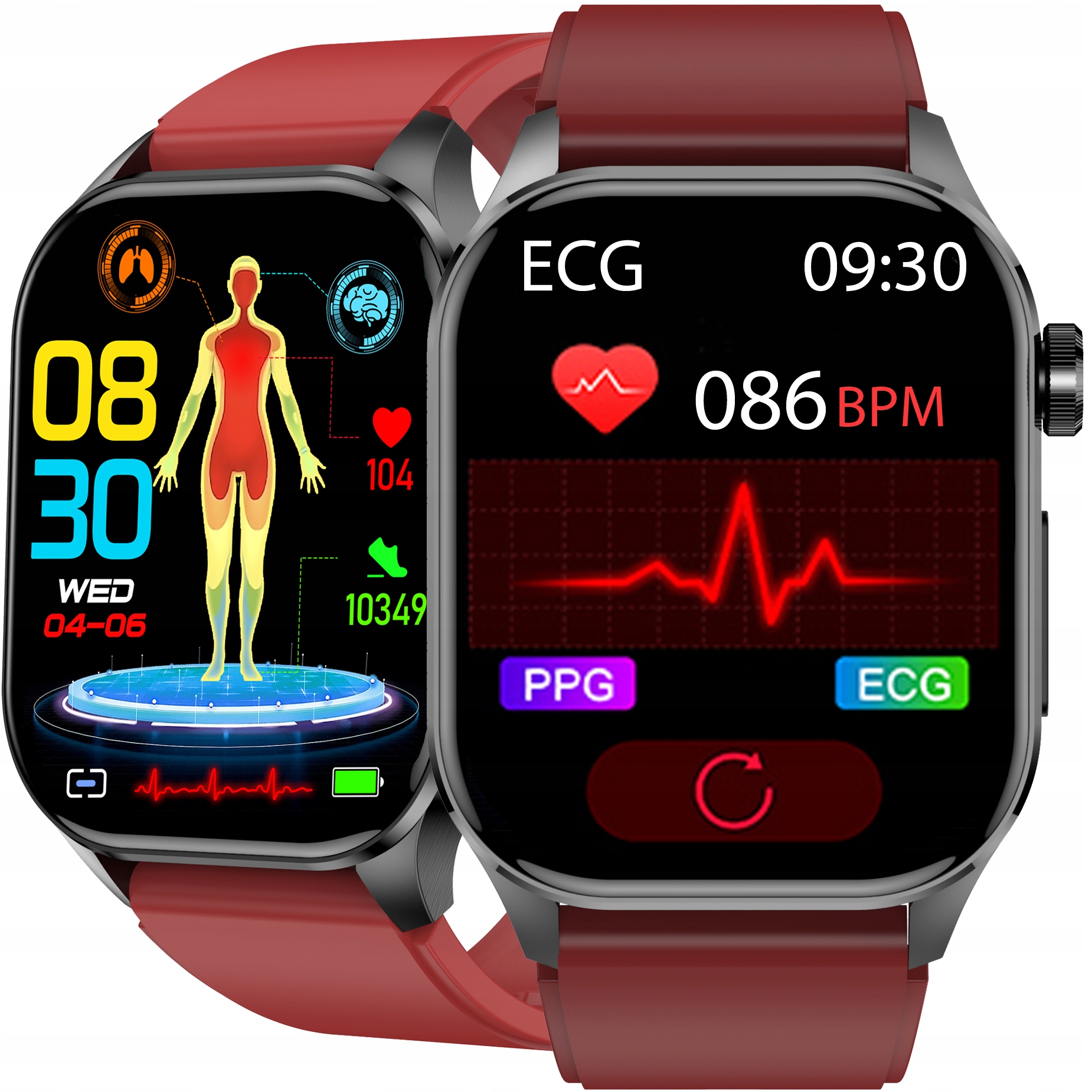 Inteligentné hodinky JG Smart JS580 POLISH MENU CARDIOVATCH červené + 3 ďalšie produkty